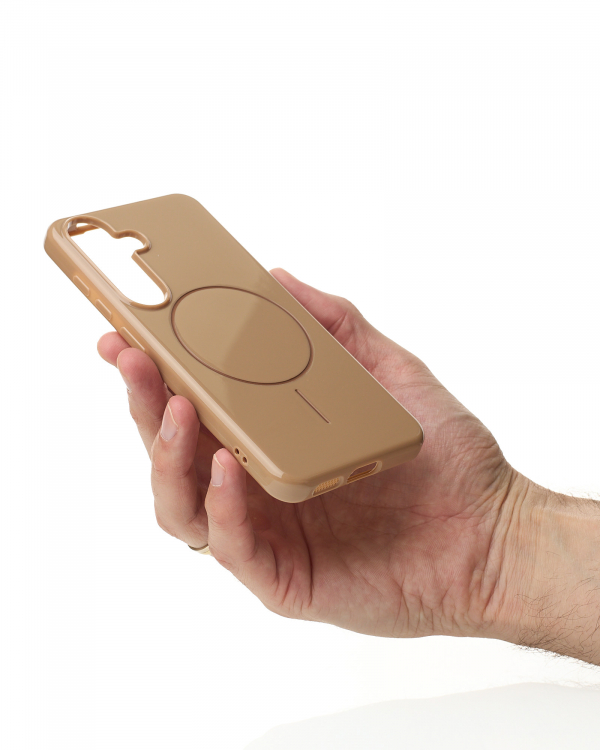 Силиконовый чехол Slim Ring Glamour с поддержкой MagSafe для Samsung S23 FE desert titanium