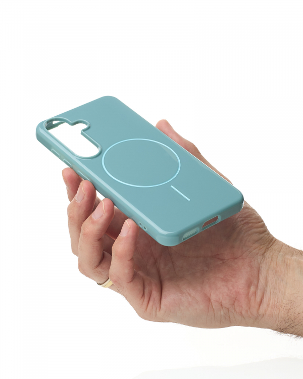 Силиконовый чехол Slim Ring Glamour с поддержкой MagSafe для Samsung S23 FE wave blue