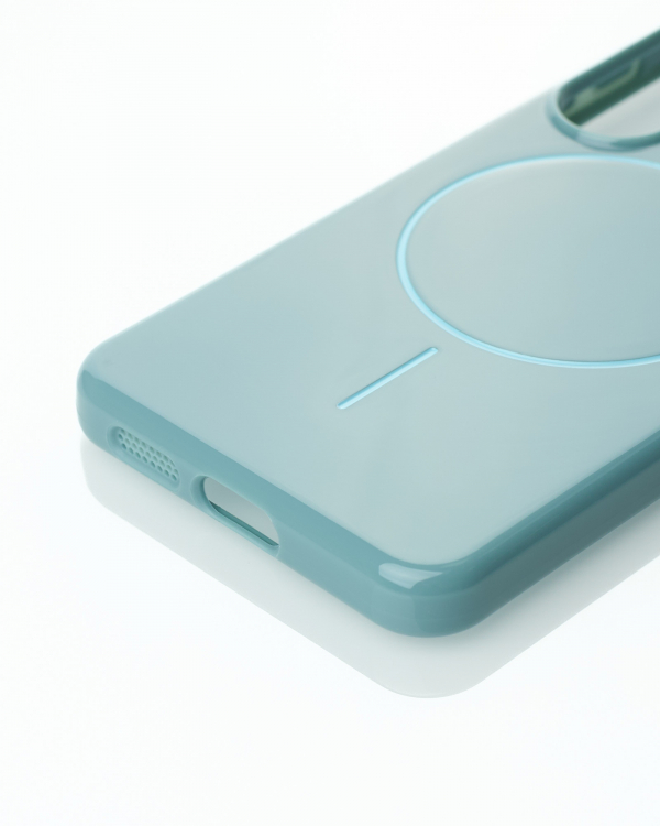 Силиконовый чехол Slim Ring Glamour с поддержкой MagSafe для Samsung S23 FE wave blue