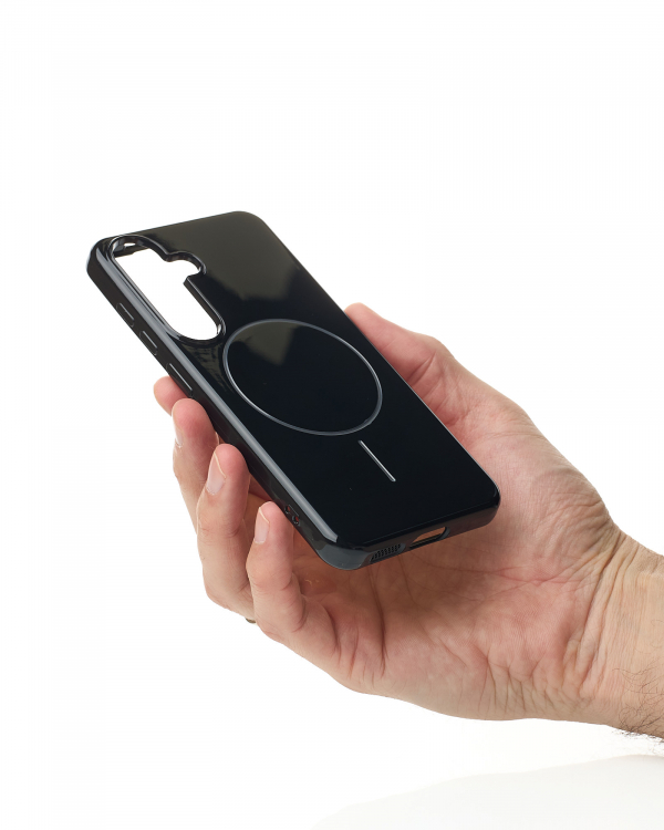 Силиконовый чехол Slim Ring Glamour с поддержкой MagSafe для Samsung S23 FE black