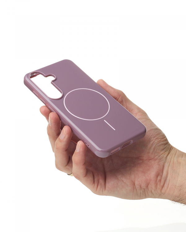 Силиконовый чехол Slim Ring Glamour с поддержкой MagSafe для Samsung S23 FE deep purple