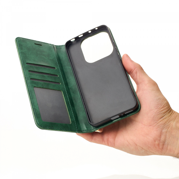 чехол-книга DC ELEGANT для Xiaomi Redmi Note 14 5G темно-зеленый