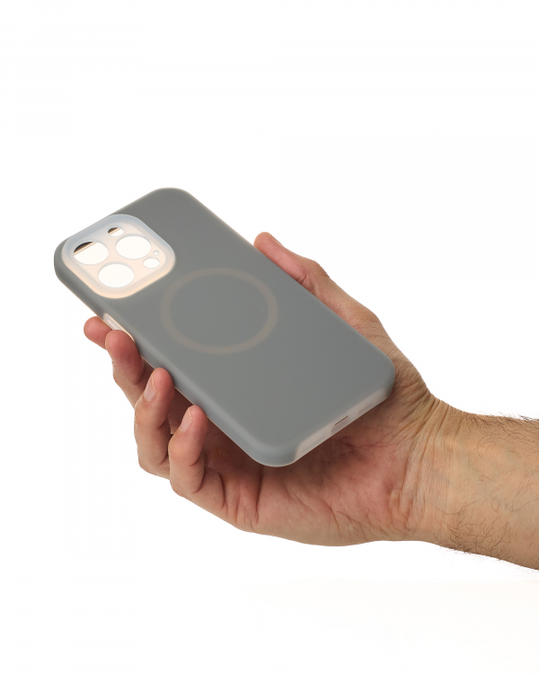 Чехол Liquid Silicone Full с поддержкой MagSafe для iPhone 15 Pro Max stone gray