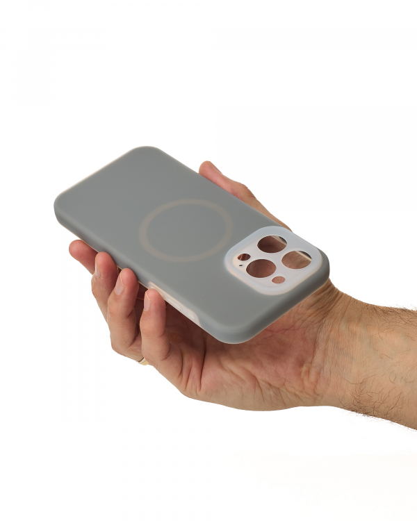 Чехол Liquid Silicone Full с поддержкой MagSafe для iPhone 15 Pro Max stone gray