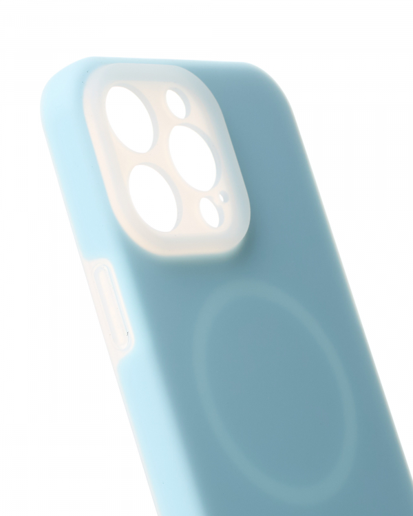 Чехол Liquid Silicone Full с поддержкой MagSafe для iPhone 15 Pro Max blue fog