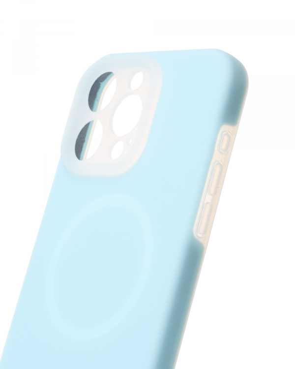 Чехол Liquid Silicone Full с поддержкой MagSafe для iPhone 15 Pro Max blue fog