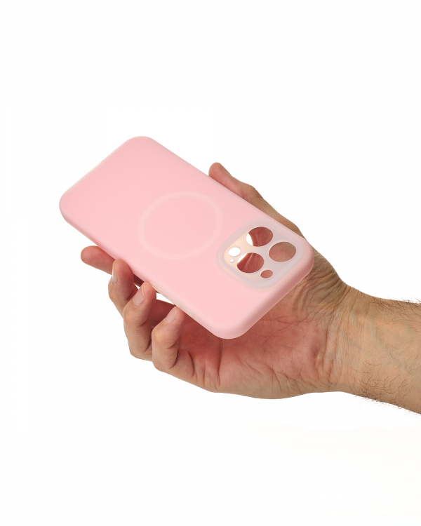 Чехол Liquid Silicone Full с поддержкой MagSafe для iPhone 15 Pro Max pink