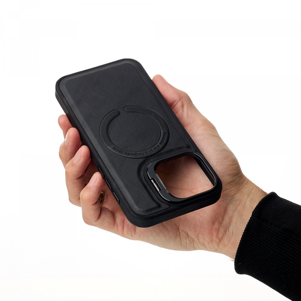 Чехол MagSafe LEATHER CAMERA CASE для iPhone 15 Pro Max черный