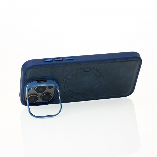 Чехол MagSafe LEATHER CAMERA CASE для iPhone 15 Pro Max темно-синий