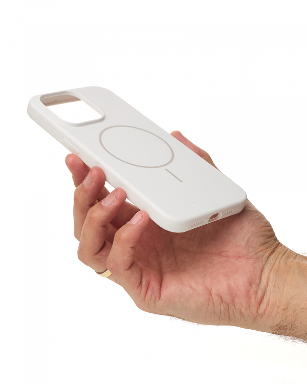 Силиконовый чехол Slim Ring Soft с поддержкой MagSafe для iPhone 15 white