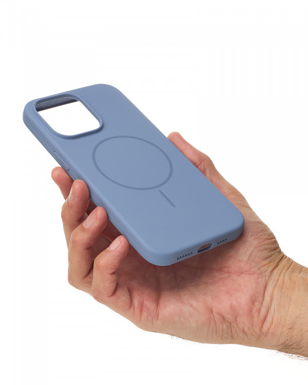Силиконовый чехол Slim Ring Soft с поддержкой MagSafe для iPhone 15 storm blue