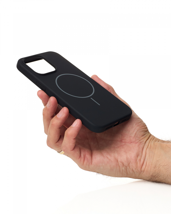 Силиконовый чехол Slim Ring Soft с поддержкой MagSafe для iPhone 15 black