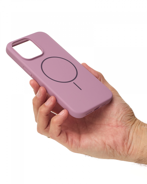 Силиконовый чехол Slim Ring Soft с поддержкой MagSafe для iPhone 15 lavander