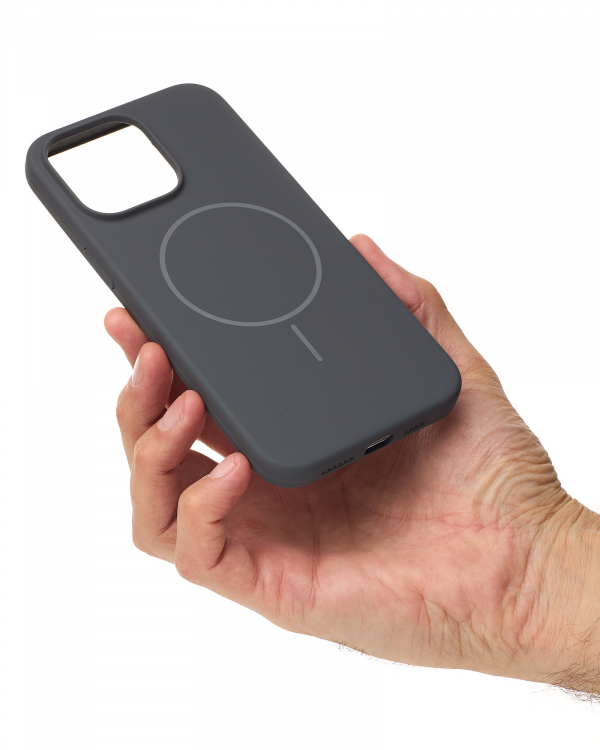 Силиконовый чехол Slim Ring Soft с поддержкой MagSafe для iPhone 15 stone gray