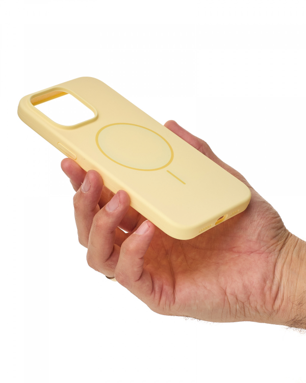 Силиконовый чехол Slim Ring Soft с поддержкой MagSafe для iPhone 15 sunglow