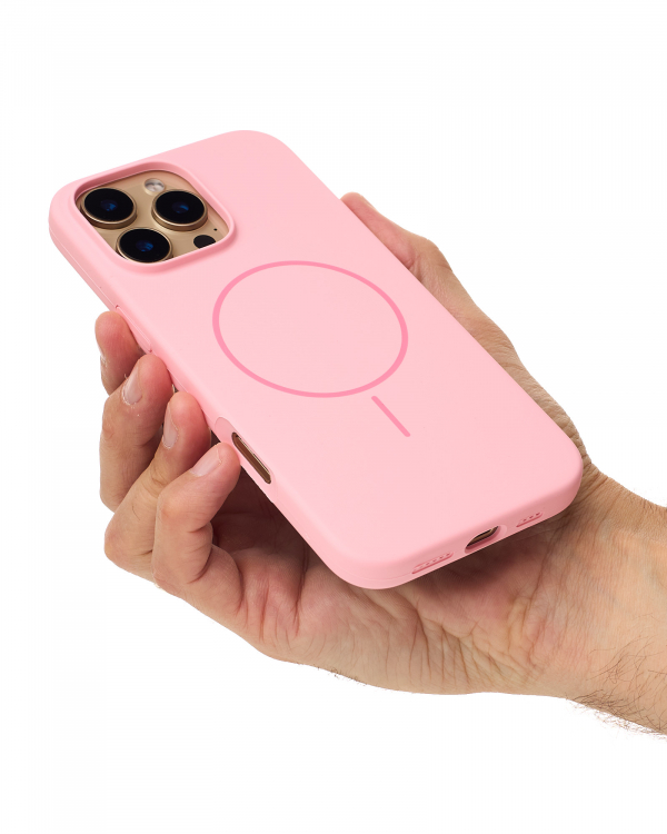 Чехол MagSafe Silicone Beats Case для iPhone 16 Pro pink