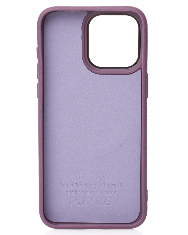 Силиконовый чехол Slim Ring Leather Textured с поддержкой MagSafe для iPhone 15 Pro Max deep purple