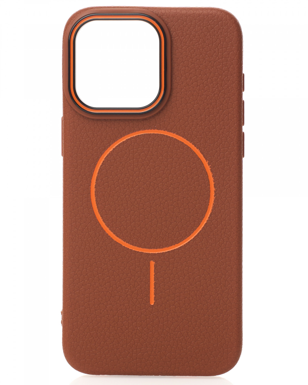 Силиконовый чехол Slim Ring Leather Textured с поддержкой MagSafe для iPhone 15 Pro Max desert titanium