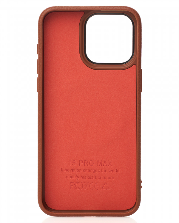 Силиконовый чехол Slim Ring Leather Textured с поддержкой MagSafe для iPhone 15 Pro Max desert titanium