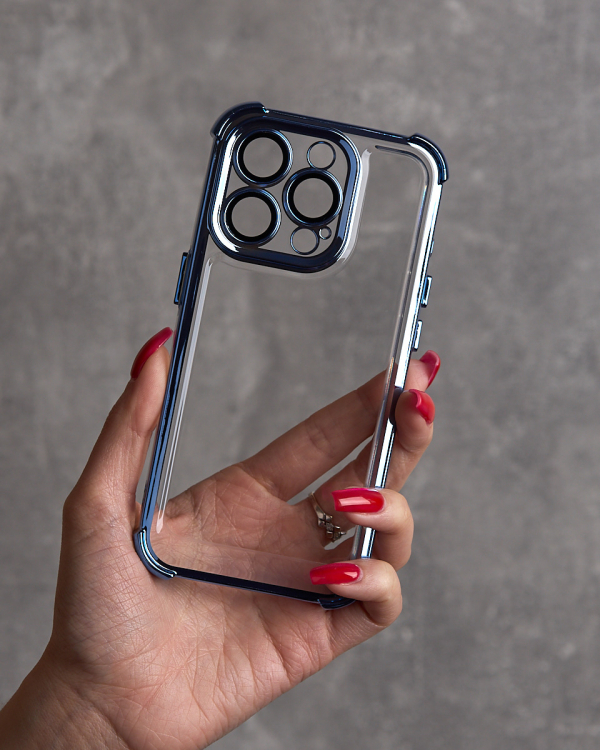 Пластиковый чехол FRAME CORNER для iPhone 13 Pro Max синий
