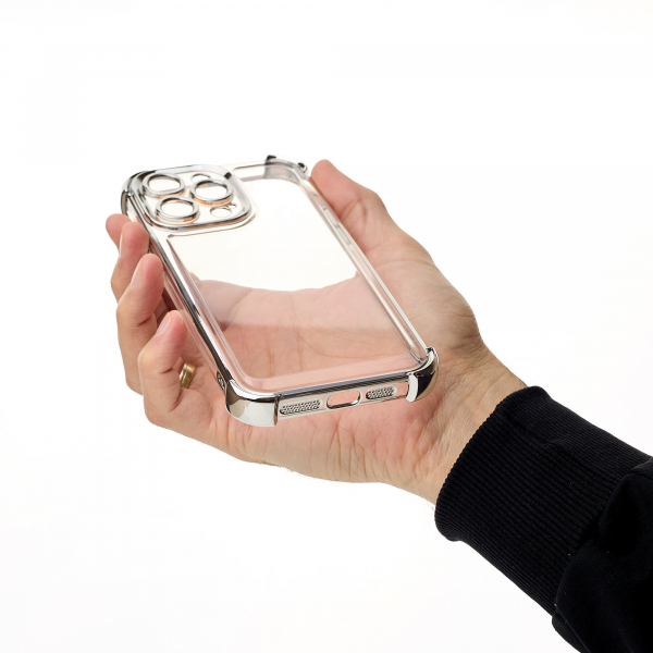 Пластиковый чехол FRAME CORNER для iPhone 13 Pro Max серебряный