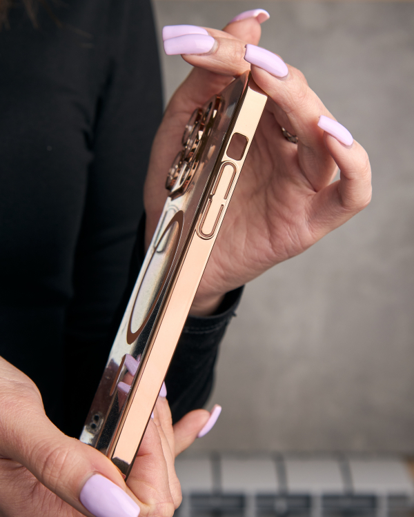 Пластиковый чехол MagSafe "Glitter" для iPhone 14 Pro золотой