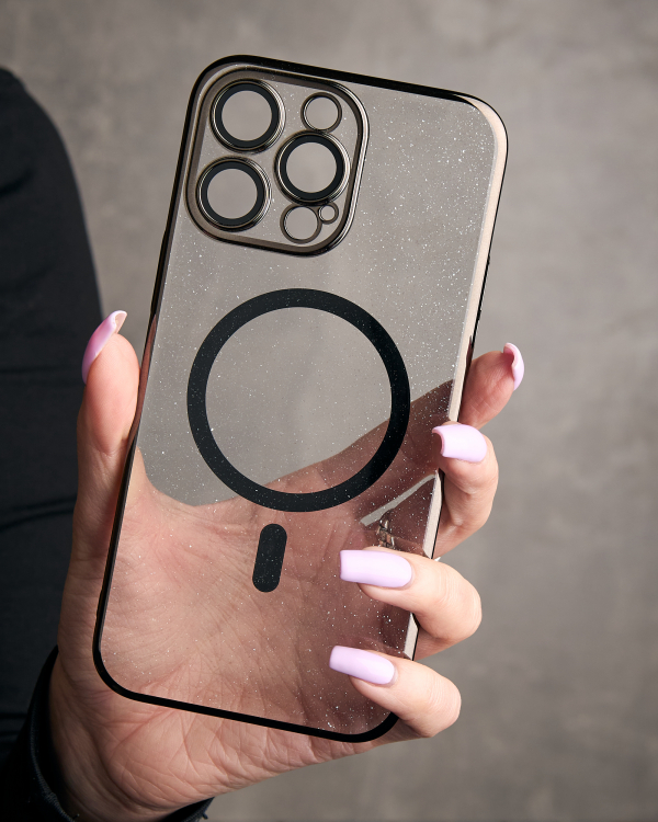 Пластиковый чехол MagSafe "Glitter" для iPhone 14 Pro черный