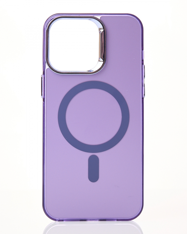 Полиуритановый чехол IMD Colors с поддержкой MagSafe для iPhone 15 Pro Max фиолетовый