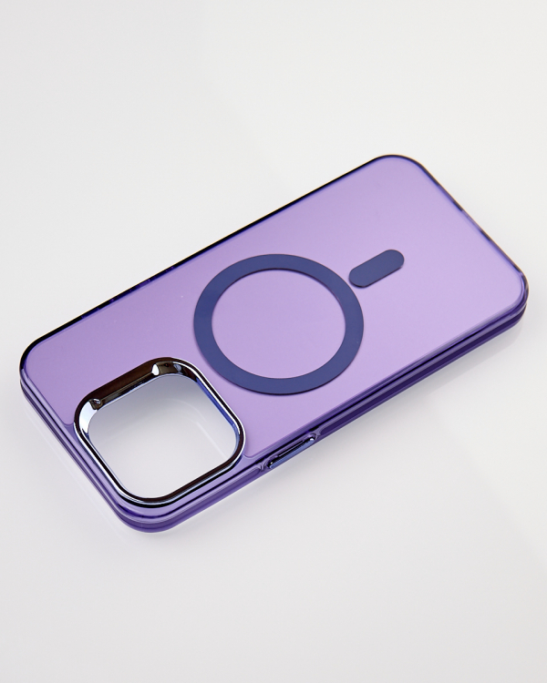 Полиуритановый чехол IMD Colors с поддержкой MagSafe для iPhone 15 Pro Max фиолетовый