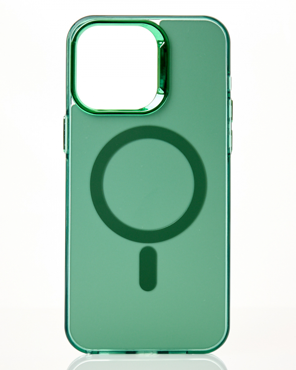 Полиуритановый чехол IMD Colors с поддержкой MagSafe для iPhone 15 Pro Max зеленый