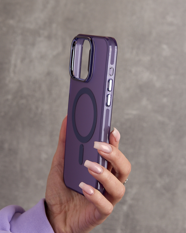 Полиуритановый чехол IMD Colors с поддержкой MagSafe для iPhone 11 Pro Max фиолетовый