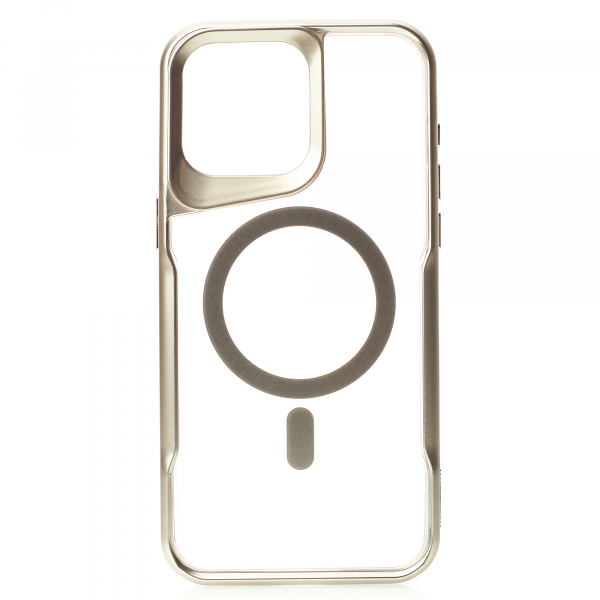 Пластиковый чехол MagSafe NEWZONE для iPhone 15 Pro Max серебряный