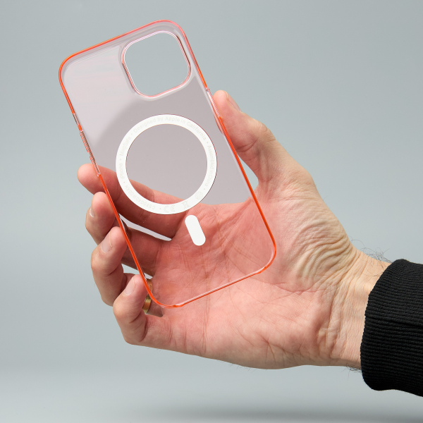 Пластиковый чехол OrigCase "Clear" with MagSafe для iPhone 15 пудра