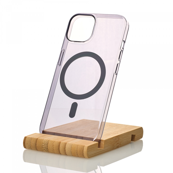 Пластиковый чехол OrigCase "Clear" with MagSafe для iPhone 15 фиолетовый