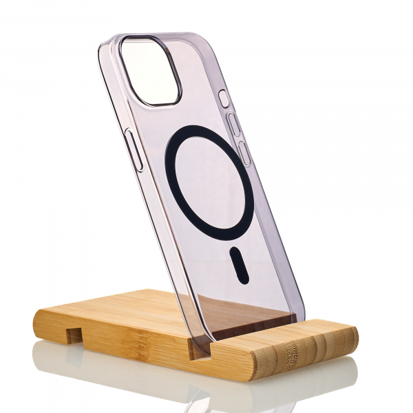 Пластиковый чехол OrigCase "Clear" with MagSafe для iPhone 15 фиолетовый