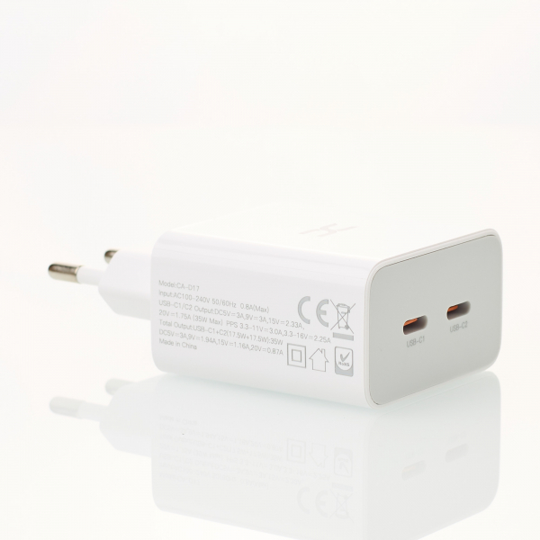 Сетевое зарядное устройство (Адаптер) DC 2PD/35W Fast Charger (CA-D17) белый