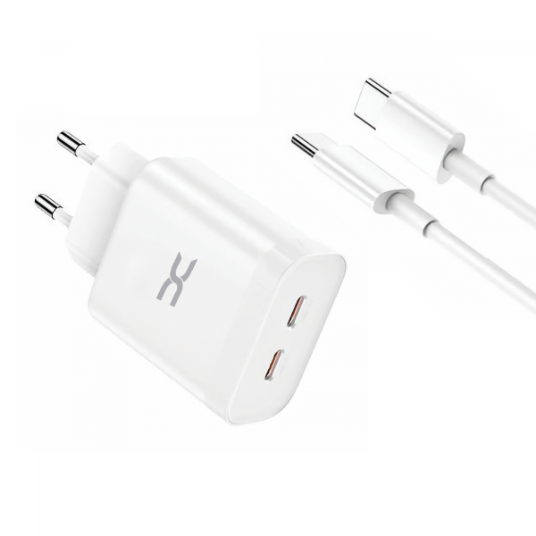 Сетевое зарядное устройство DC 2в1 Type-C 2PD/35W Fast Charger (CA-D17) белый