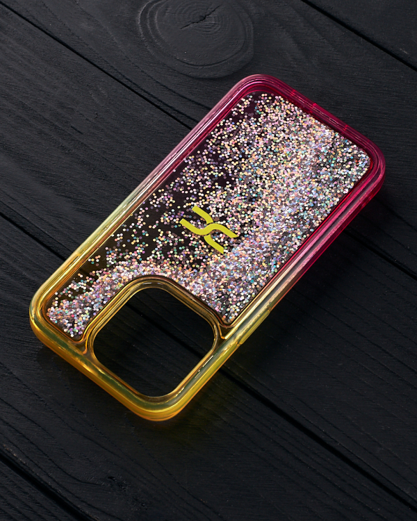 Силиконовый чехол AQUARIUM для iPhone 13 Pro желтый/розовый