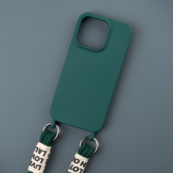 Силиконовый чехол CORD для iPhone 15 темно-зеленый