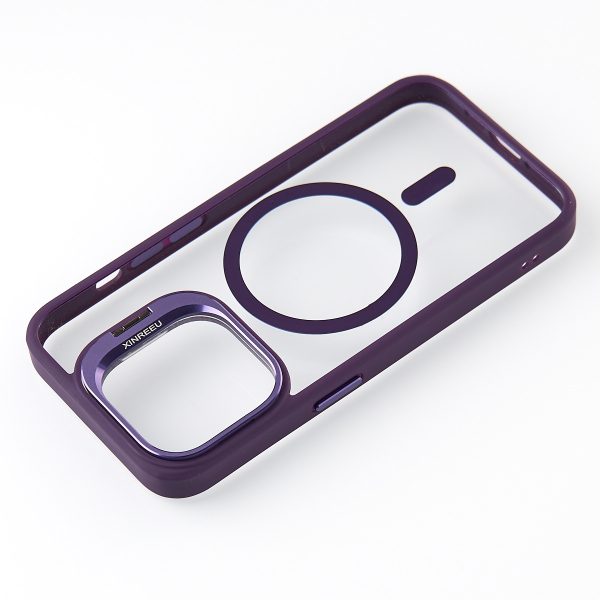 Силиконовый чехол MagSafe CAMERA GLASS PROTECTION для iPhone 14 темно-фиолетовый
