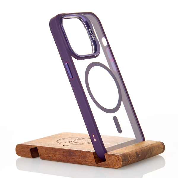 Силиконовый чехол MagSafe CAMERA GLASS PROTECTION для iPhone 14 темно-фиолетовый