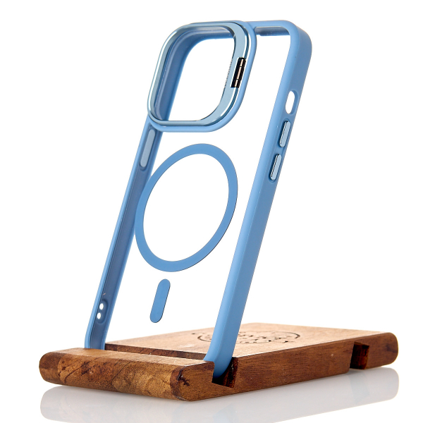 Силиконовый чехол MagSafe CAMERA GLASS PROTECTION для iPhone 14 голубой