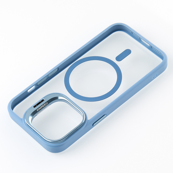 Силиконовый чехол MagSafe CAMERA GLASS PROTECTION для iPhone 14 голубой