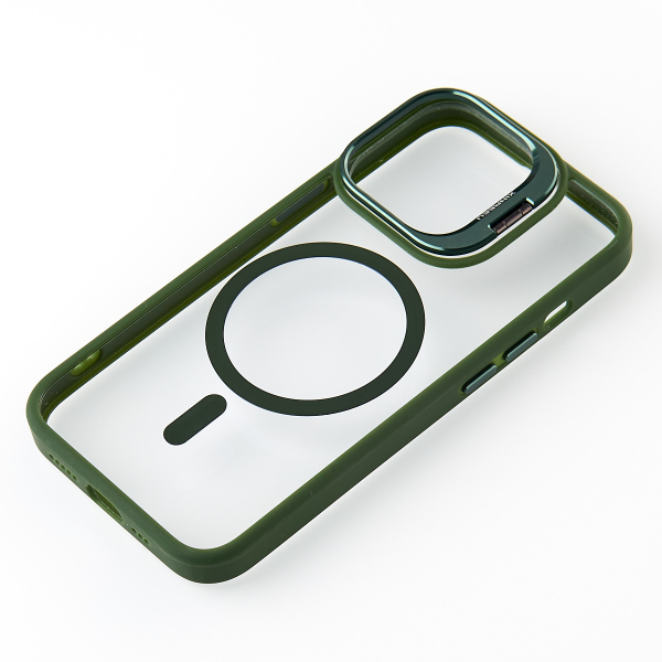 Силиконовый чехол MagSafe CAMERA GLASS PROTECTION для iPhone 14 темно-зеленый