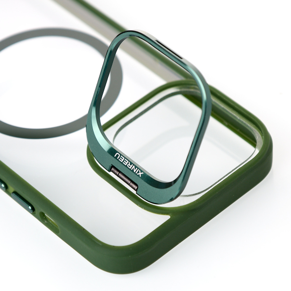 Силиконовый чехол MagSafe CAMERA GLASS PROTECTION для iPhone 14 темно-зеленый
