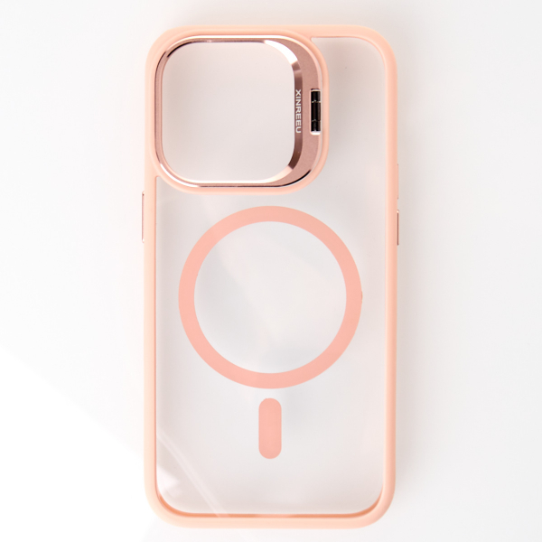 Силиконовый чехол MagSafe CAMERA GLASS PROTECTION для iPhone 14 розовый
