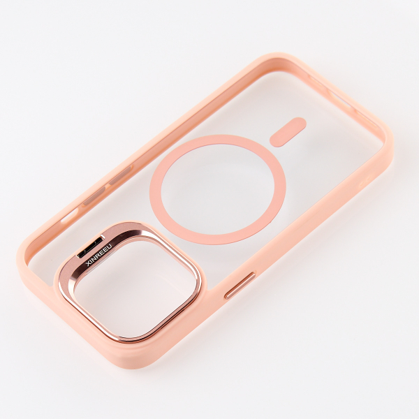 Силиконовый чехол MagSafe CAMERA GLASS PROTECTION для iPhone 14 розовый