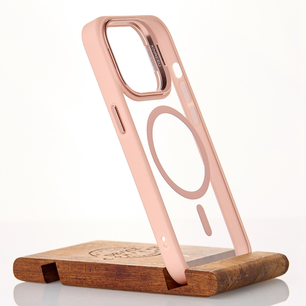 Силиконовый чехол MagSafe CAMERA GLASS PROTECTION для iPhone 14 розовый