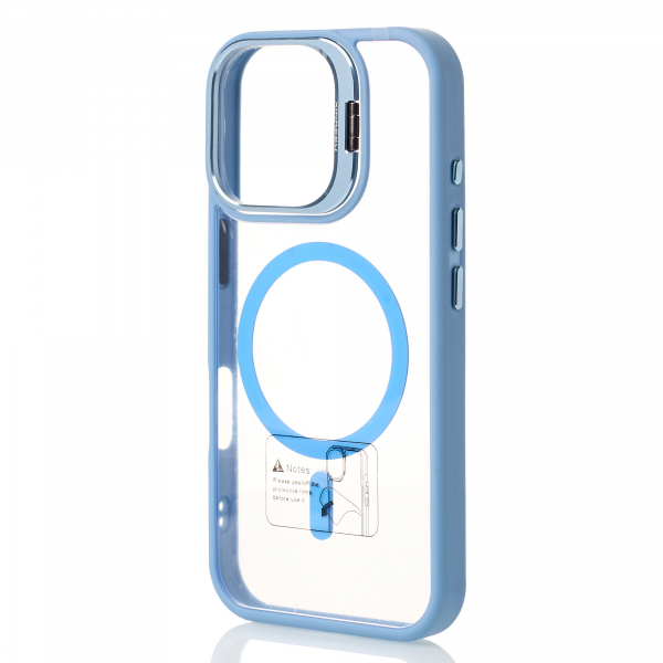 Силиконовый чехол MagSafe CAMERA GLASS PROTECTION для iPhone 16 голубой
