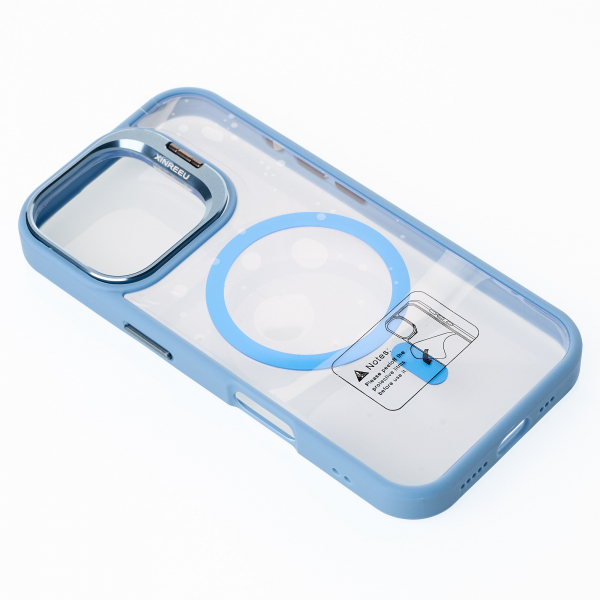 Силиконовый чехол MagSafe CAMERA GLASS PROTECTION для iPhone 16 голубой